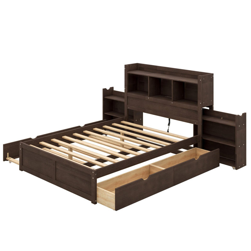 Lit plateforme avec rangement Arien, Espresso