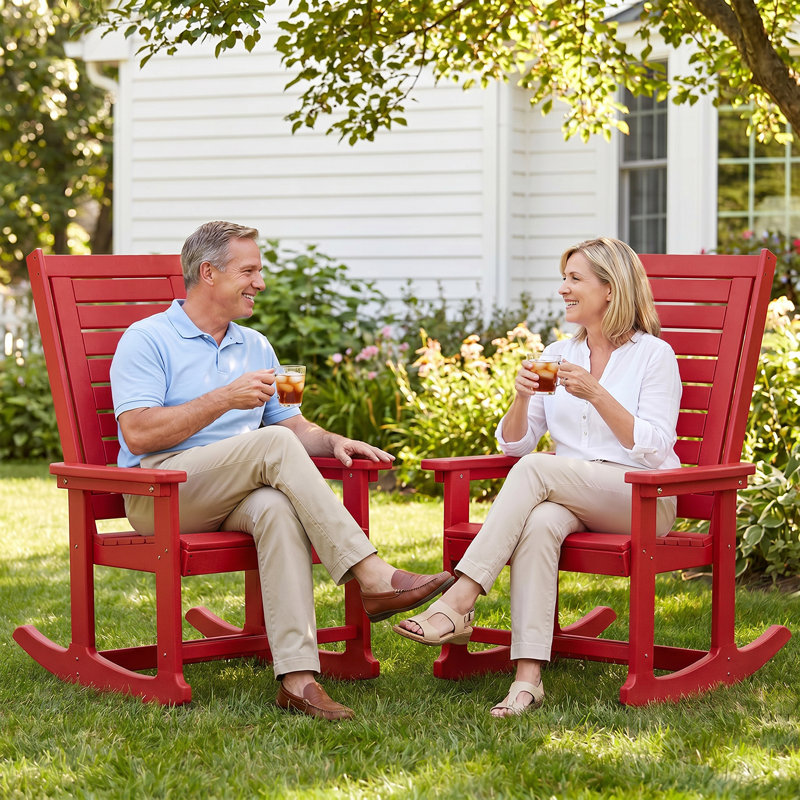 Chaise berçante d'extérieur en PEHD, Rouge