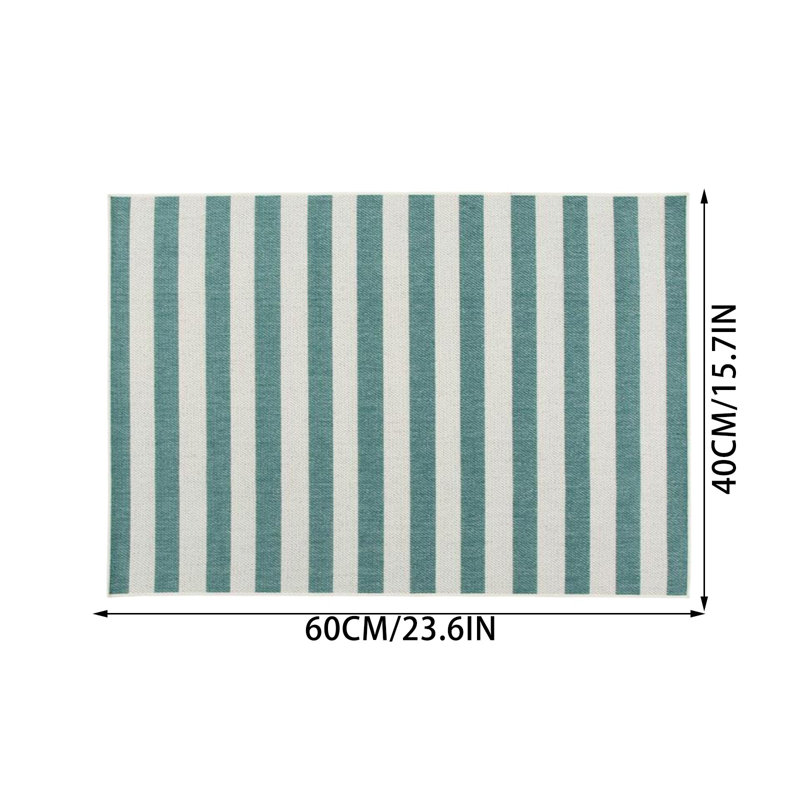 Tapis d'entrée rectangulaire tissé à rayures imprimées, idéal pour la décoration intérieure et extérieure de la maison.