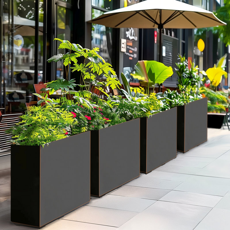 Metal Planter Box Black, 24.02" H x 30" W x 9.84" D, Black