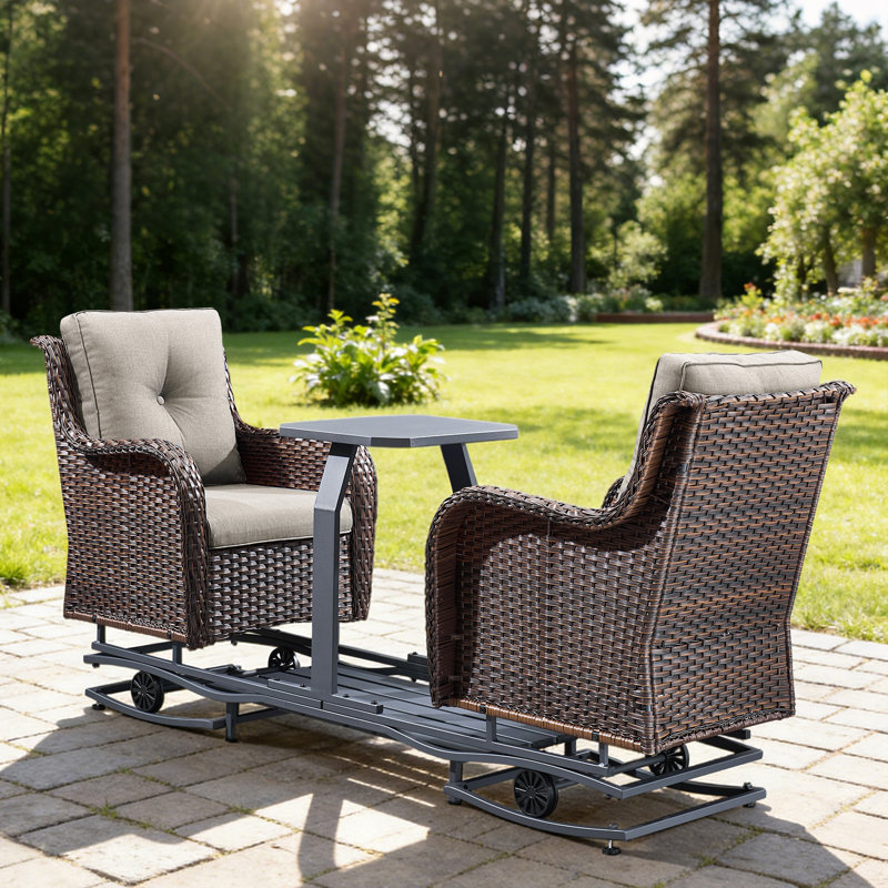 Ensemble de conversation pour 2 personnes avec table d'appoint, Beige