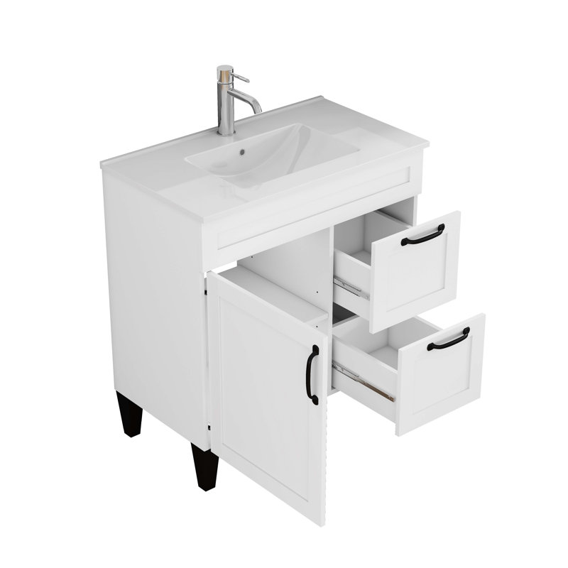 Meuble-lavabo élégant avec lavabo, rangement spacieux et tiroirs à fermeture en douceur pour les salles de bain modernes