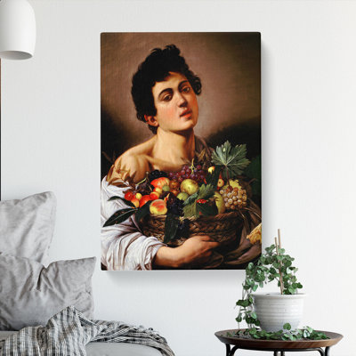 Boy With A Basket Of Fruit by Caravaggio - Wrapped Canvas Painting