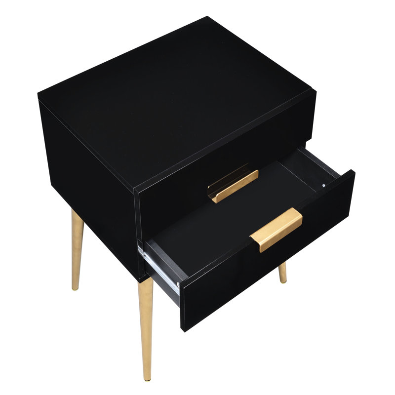 Table d'appoint noire et dorée 2, moderne pour le salon principal et la table - Idéales pour les espaces restreints, les extrémités, les côtés ou la nuit