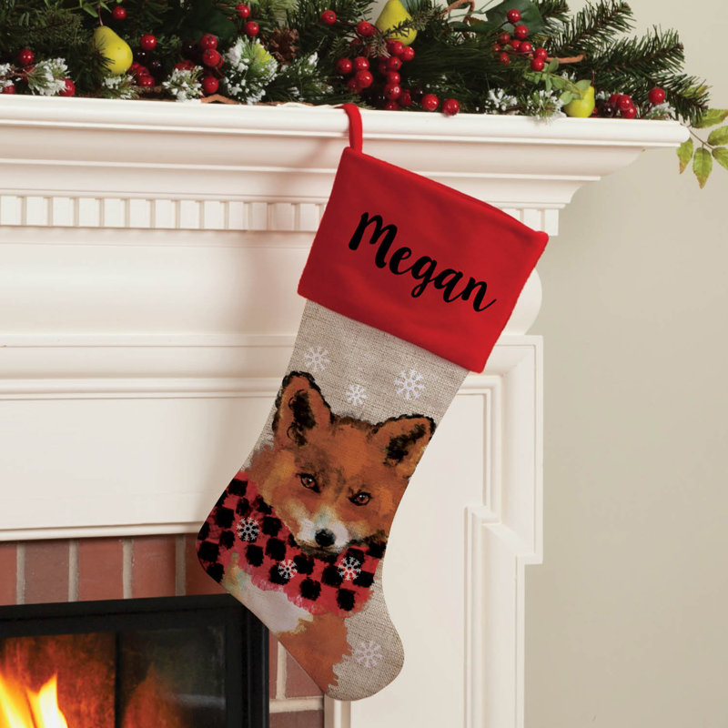 Personalized Christmas Fox Stocking, Yes