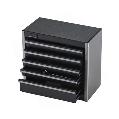 Tool Box 8.6-Inch Portable Metal Tool Box With 5 Drawers Tool Organizer Black