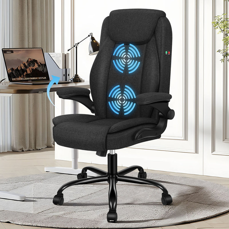 Office Chair, 67 cm H, Fabric, Black