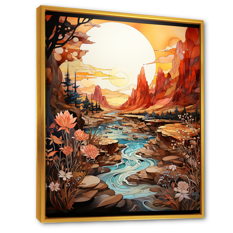 Paysage amérindien Navajo II, Cadre flottant doré, 40" H x 30" W