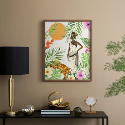 Feline Tropics II, reproduction encadrée - bois massif