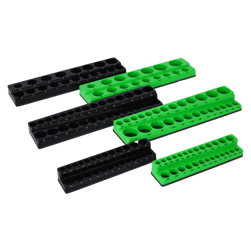 Magnetic Socket Organizer Set - 6-Piece Plastic Holder Tray