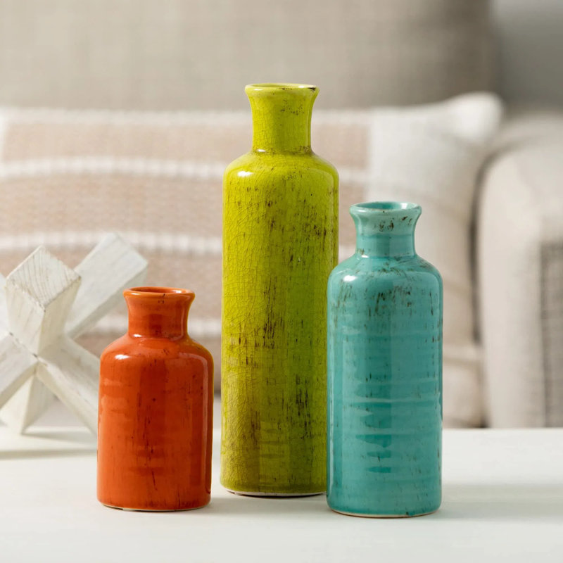 Ensemble de vases en céramique (3 pièces), Multi-couleur
