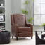 Fauteuil inclinable Stanley en bois noir et similicuir brun Stanley