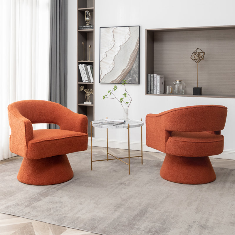 Fauteuil demi-tonneau pivotant de 28 po Kenzlee, Polyester orange