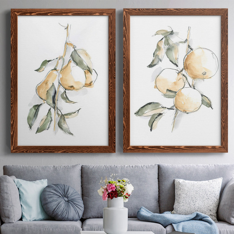 Watercolor Fruit Contour I-Premium, toile encadrée - prête à être accrochée