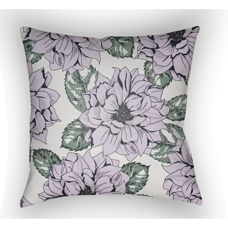 Moody Floral Floral Outdoor Throw Pillow, 18" H x 18" W x 2" D, Lilac