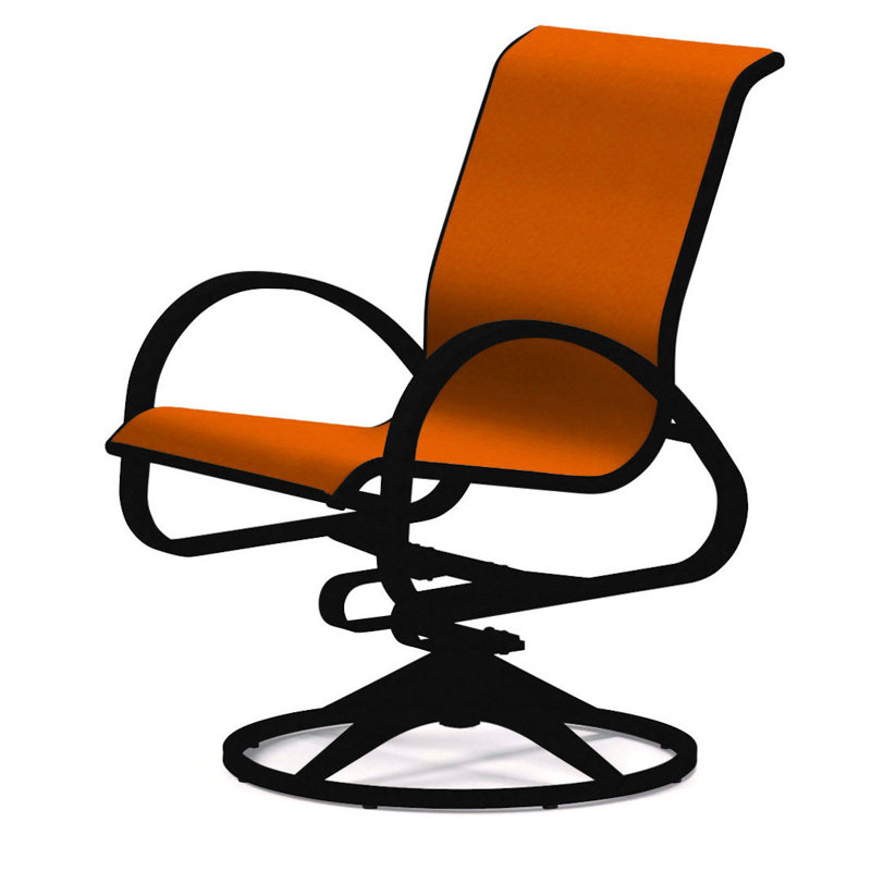 Aruba 1 Outdoor Dining Armchair, Textured Black, Canvas Tangerine Sunbrella® Canvas