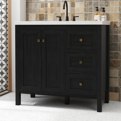 36'' Modern Single Bathroom Vanity Set With Resin Sink Top