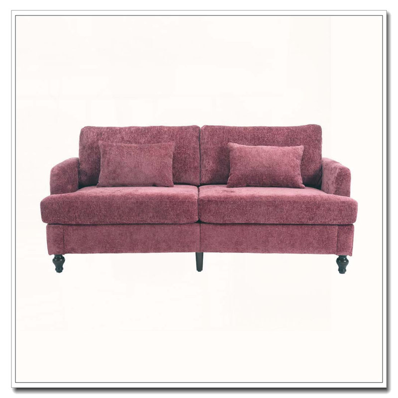 Modern chenille Fabric Loveseat sofa, WINE RED