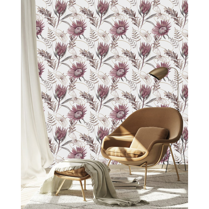 Panneau de papier peint floral à peler et coller, L 2,08 pi x L 10,42 pi