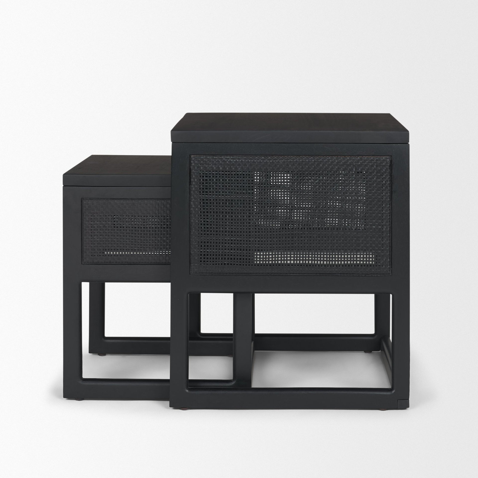 Cinna Solid Wood Nesting End Table, Black