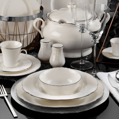 Daenerys Porcelain China Dinnerware Set 83 Piece - Service for 12