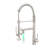 Heavy Duty Commercial Style Ledkitchen Sink Faucet, Single Handle Pre-Rinse Spring Sprayer Kitchen Faucets, High Arc Pull Down Brushed Nickel Kitchen Faucet