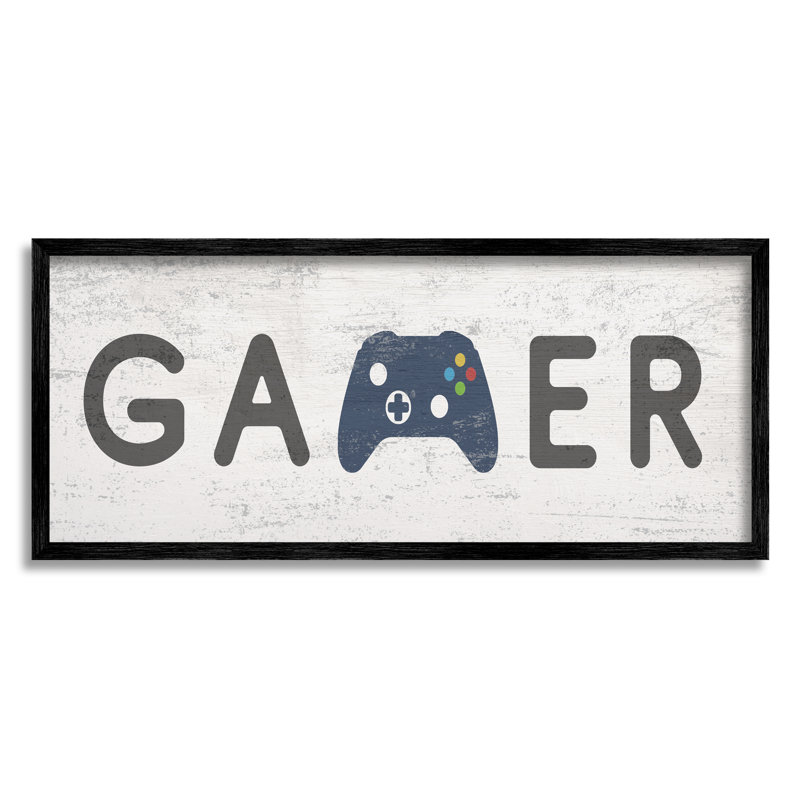 Gamer, H 13 po x l 30 po x P 1,5 po, Giclée encadrée noir minuit