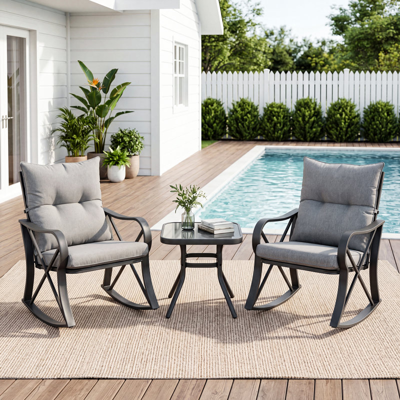 Fultonham 2 - Person Bistro Set with Cushions, Grey