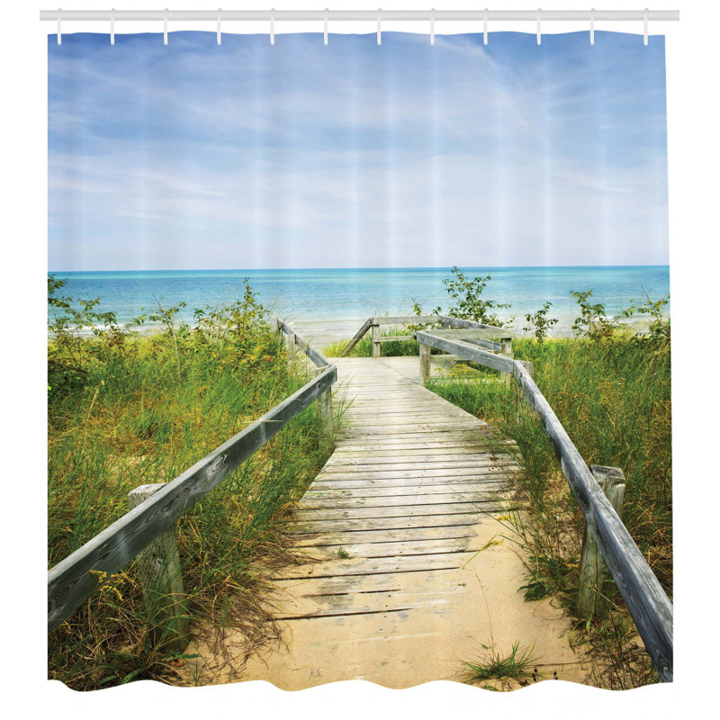 Shower Curtain with Hooks Included, 69" H x 105" W