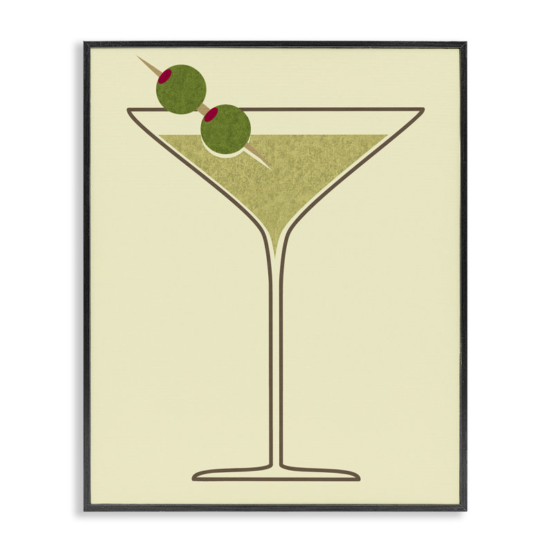 «Martini with Olives Art» par Daphne Polselli, Giclée encadrée noir minuit, H 20 po x l 16 po