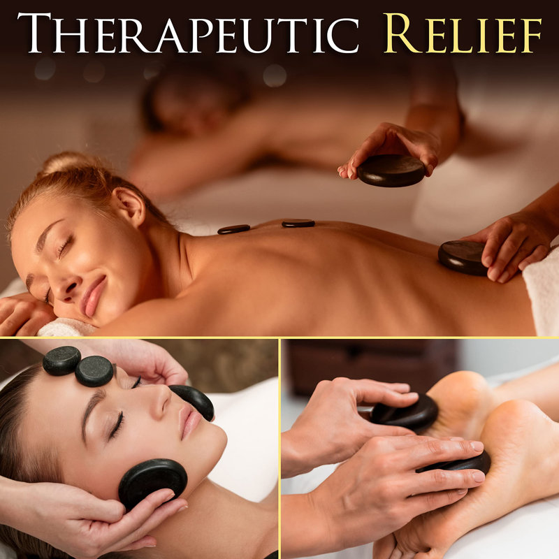 Ensemble de massage aux pierres chaudes - Système de thérapie de pierres chauffantes portable avec contrôleur de température numérique, comprend (12) pierres de massage
