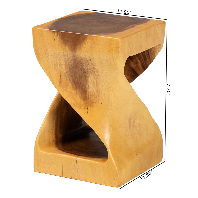 Table d'appoint en bois sculpté à la main avec tablette Bali & Pari Rapha