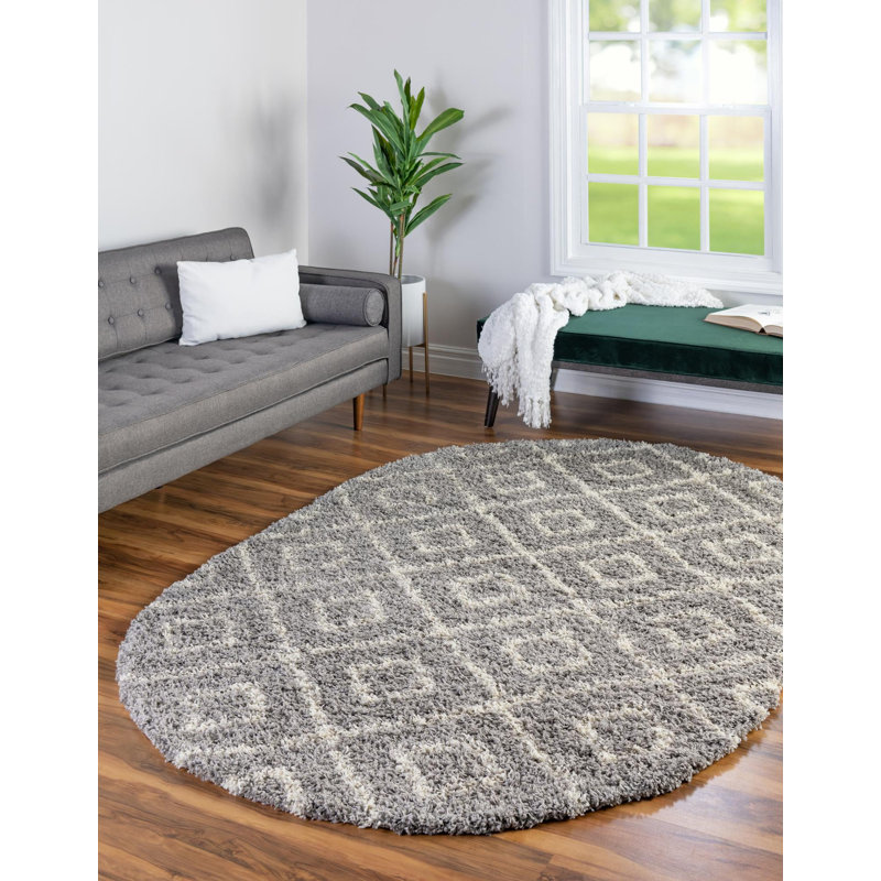 Tapis à poils longs gris Foundry Select, Ovale 7 pi 10 po x 10 pi