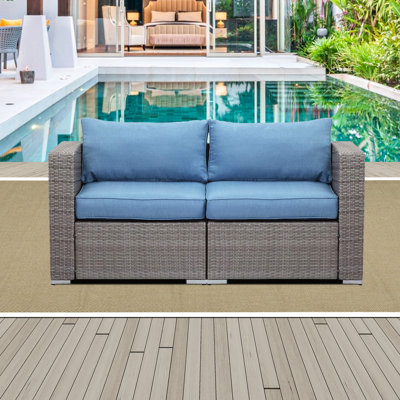 Alionna 59" Wide Outdoor Wicker Loveseat with Cushions by Wade Logan