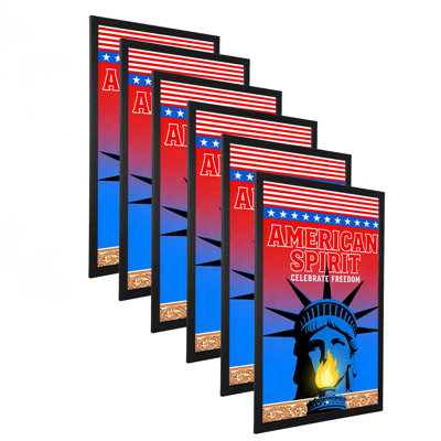 24X36 Poster Frame 6 Pack, Black Picture Frame With HD Glass, Wood Wall Display Frame For Vertical Posters, Home Decor Movie Posters