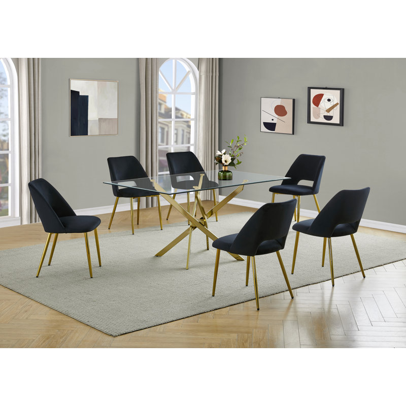 Arieyana 6 - Person Trestle Dining Set, Black