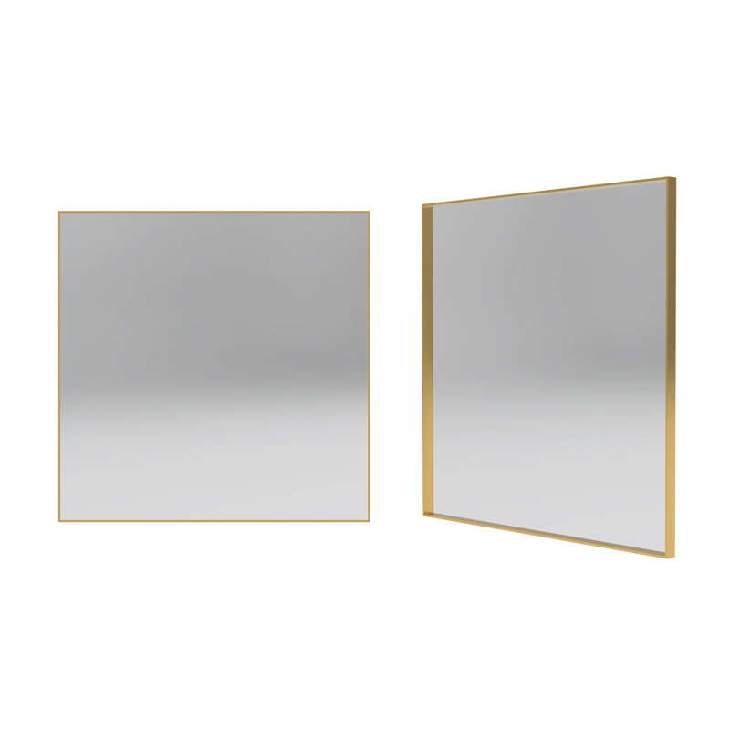 30 po Miroir carré doré brossé, Or brossé