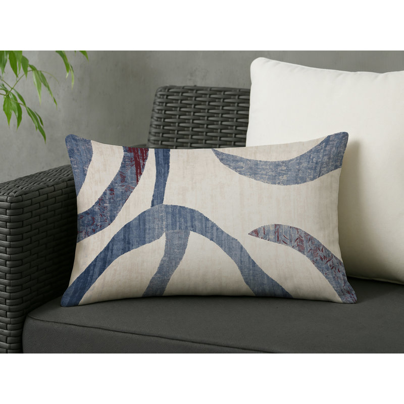 Modern Contemporary Indoor and Outdoor Throw Pillow, Grey Abstract 26, Rectangle 18"H x 25"W