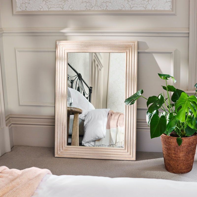 Wooden Mirror, 100x70cm, Whitewash
