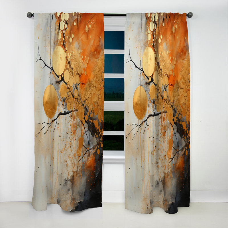 Doré gris rustique Reflections I - Rideau Collages - Rideau occultant abstrait - 1 panneau, L 52 po x L 63 po
