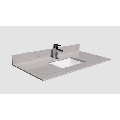 Montary 43 Inches Bathroom Stone Vanity Top Calacatta Gray Engineered Marble Color With Undermount Ceramic Sink And Single Faucet Hole With Backsplash -  Go Peak Track, GPTYX07659A