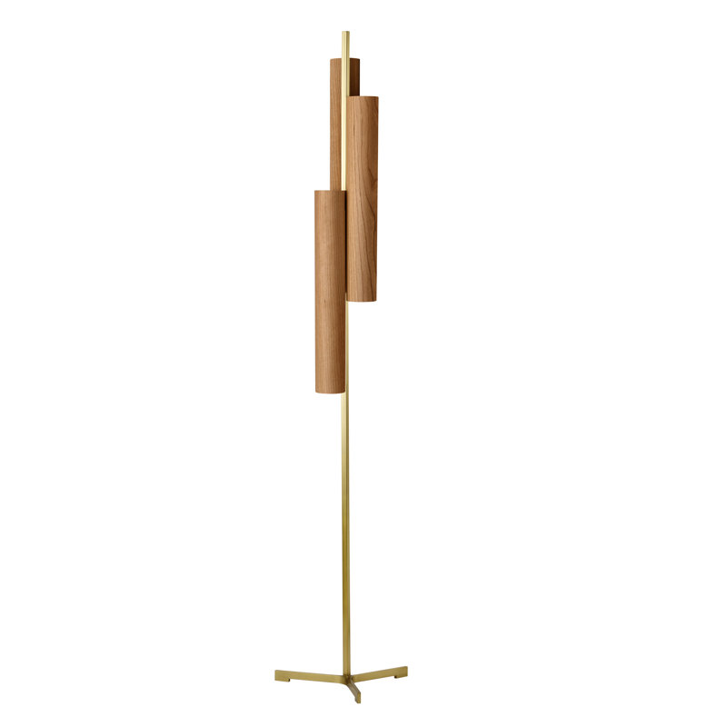 Black Note LED Floor Lamp, Natural Cherry, Matte Black