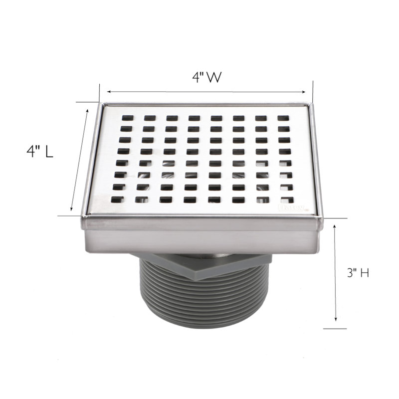 Stainless Steel 4" Square Modern Shower Drain