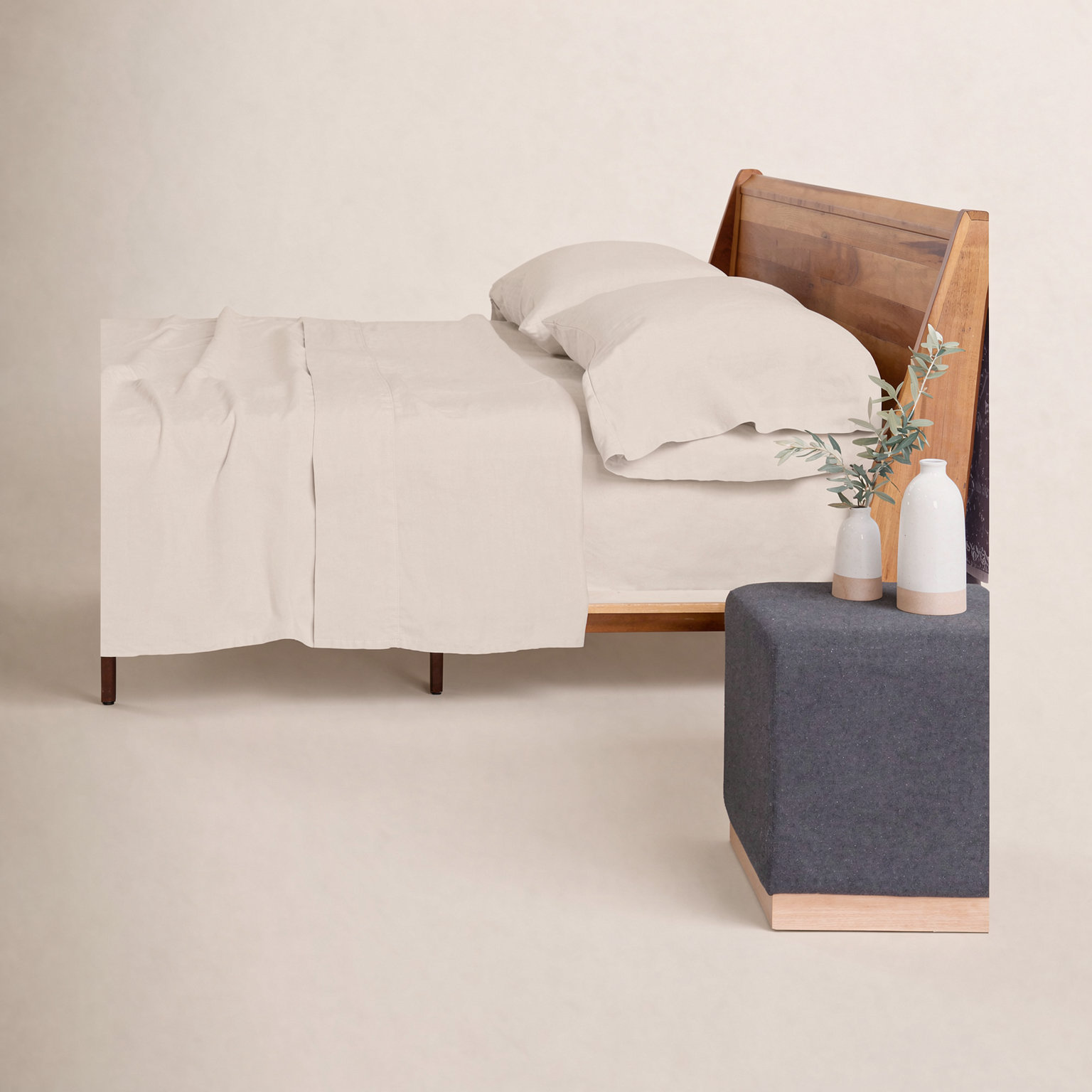 100% Linen Sheet Set, King, White