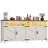 63" Smart Buffet Sideboard With Power Outlets & App-controlled Rgb Led Lights, Large Farmhouse Kitchen Storage Cabinet With 4 Doors & Open Shelves, Coffee Bar Cabinet Buffet For Dining Room, Entryway, White And Walnut-1185098339