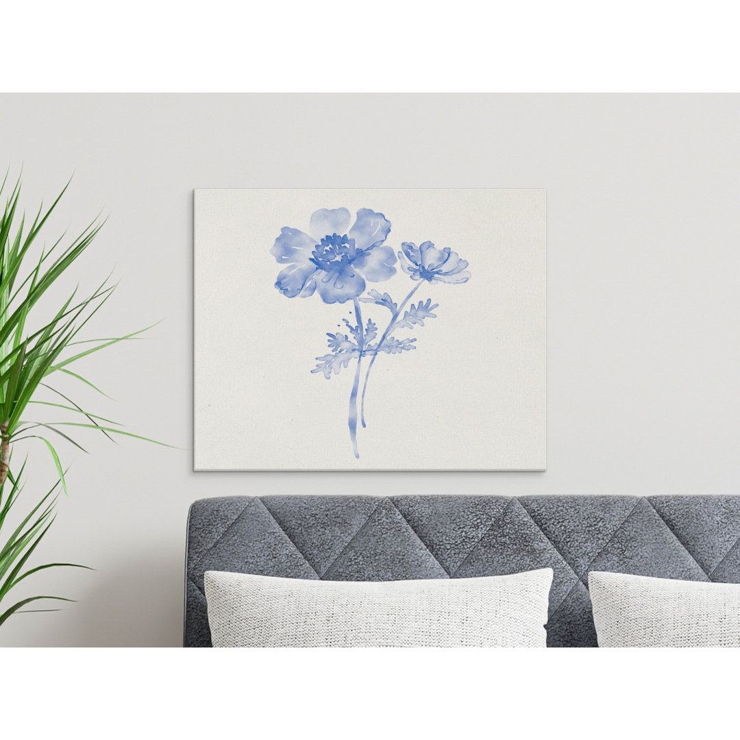 Blue Floral Canvas Wall Art, Watercolor Flower Print, Gallery Wrapped Canvas, Ready to Hang, Archival Quality, Modern Home Decor, Anemone