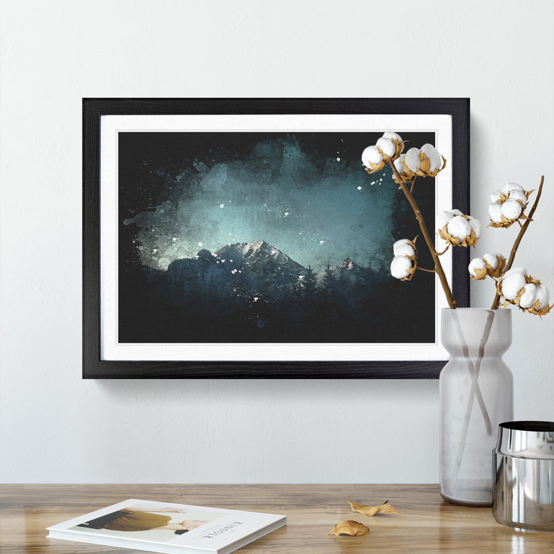 Snow Capped Mountain - Picture Frame Graphic Art, 62cm H x 87cm W x 2cm D, Black Framed