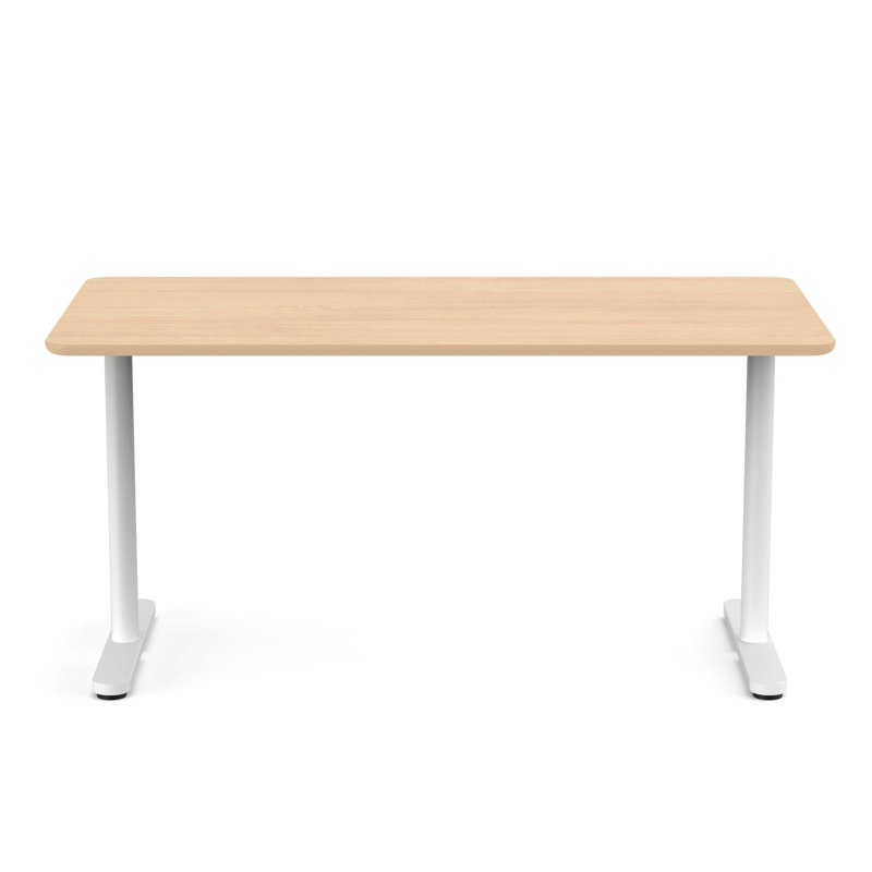 Bureau à hauteur fixe Raise, H 29 po x l 60 po x P 30 po, Blanc / chêne naturel