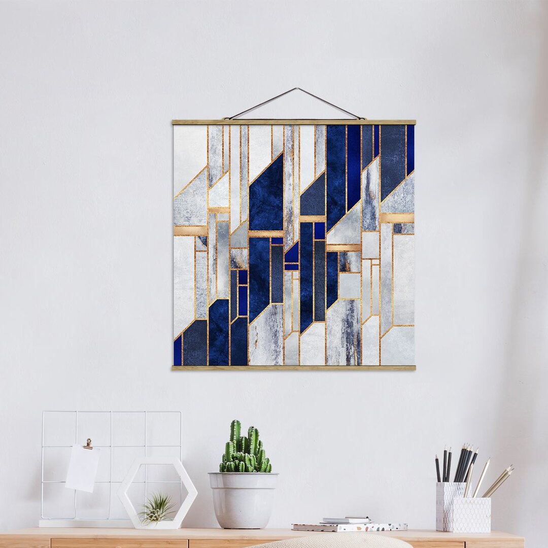 Stoffbild Geometrische Formen mit Gold von Elisabeth Fredriksson