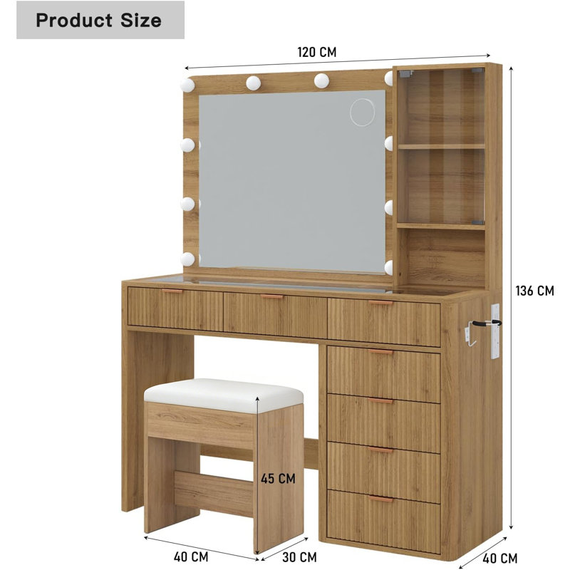 Tamya Dressing Table, Natural Oak